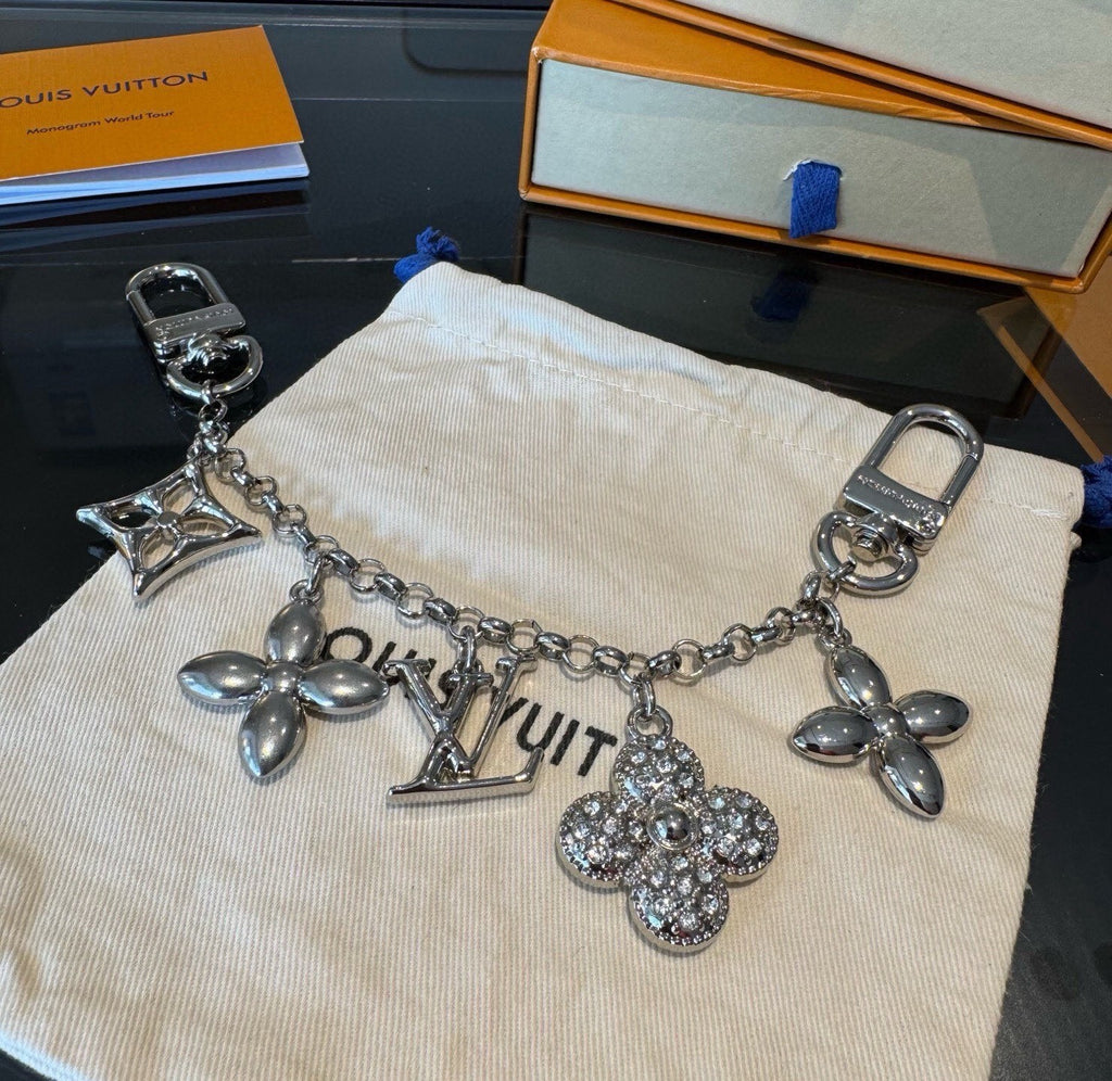 LOUIS VUITTON Canvas Flower Bag Charm Keychain
