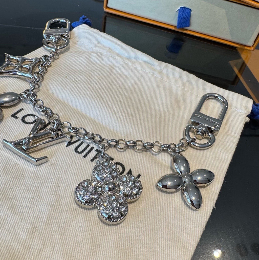 LOUIS VUITTON Canvas Flower Bag Charm Keychain