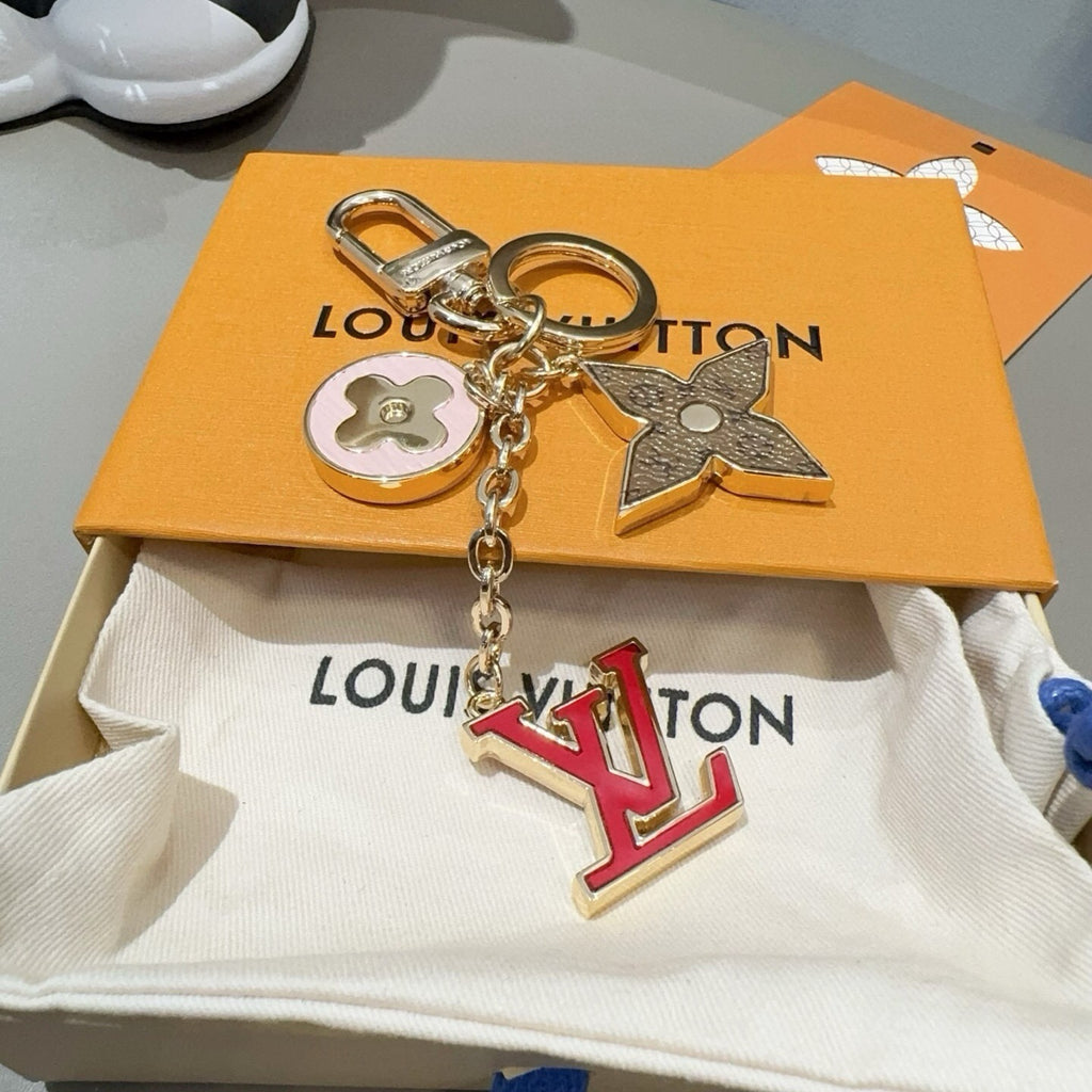 LOUIS VUITTON Canvas Flower Bag Charm Keychain