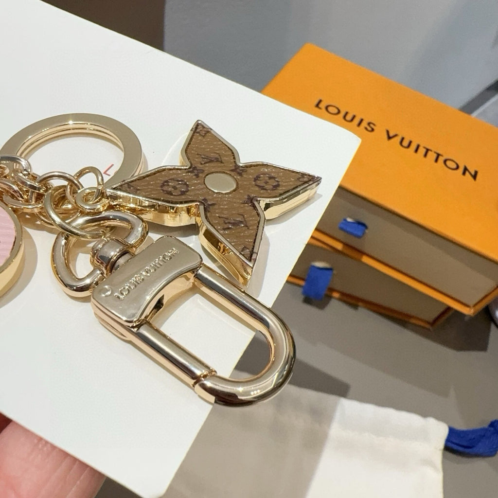 LOUIS VUITTON Canvas Flower Bag Charm Keychain