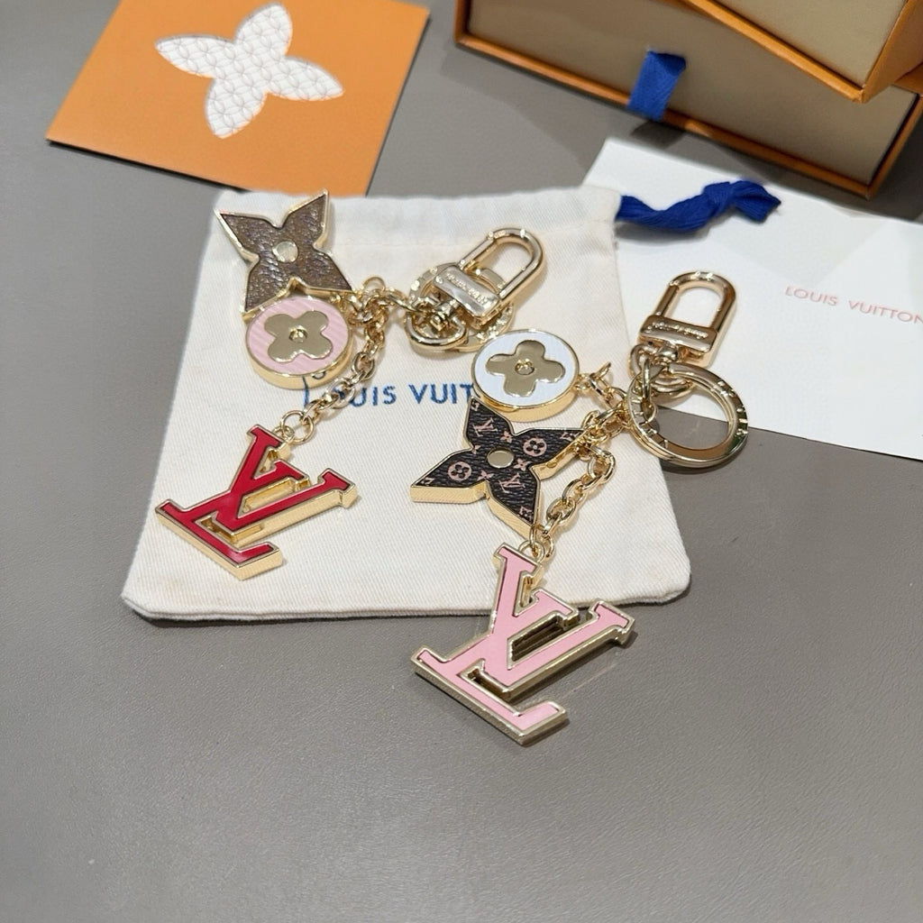 LOUIS VUITTON Canvas Flower Bag Charm Keychain
