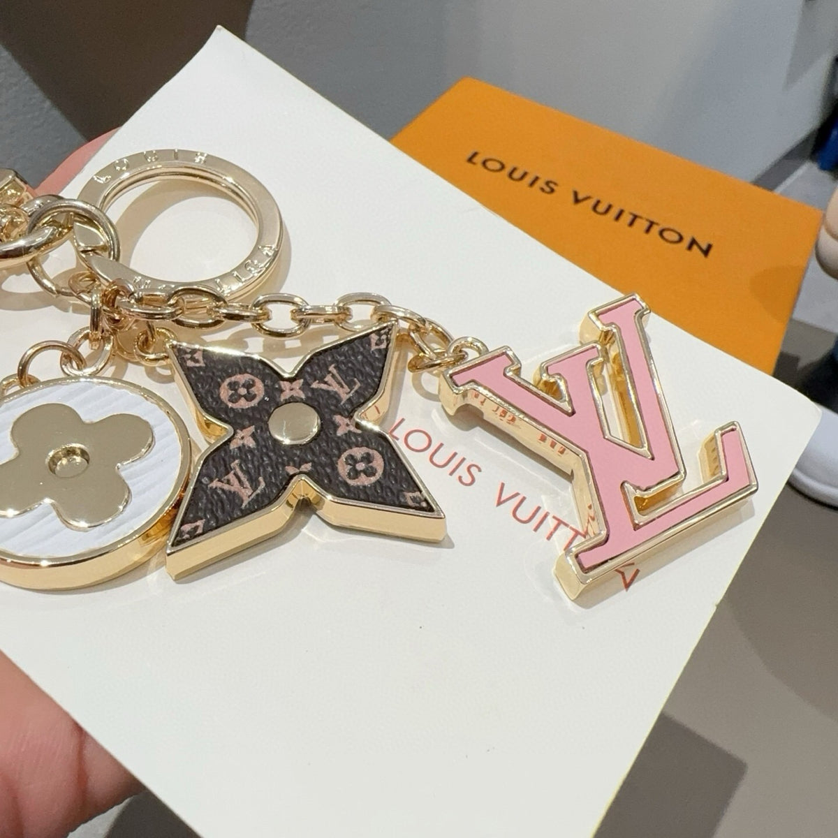 LOUIS VUITTON Canvas Flower Bag Charm Keychain