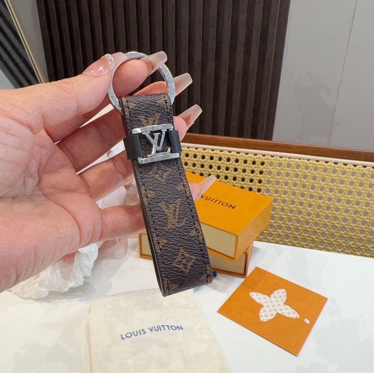 LOUIS VUITTON Logo Bag Charm Keychain