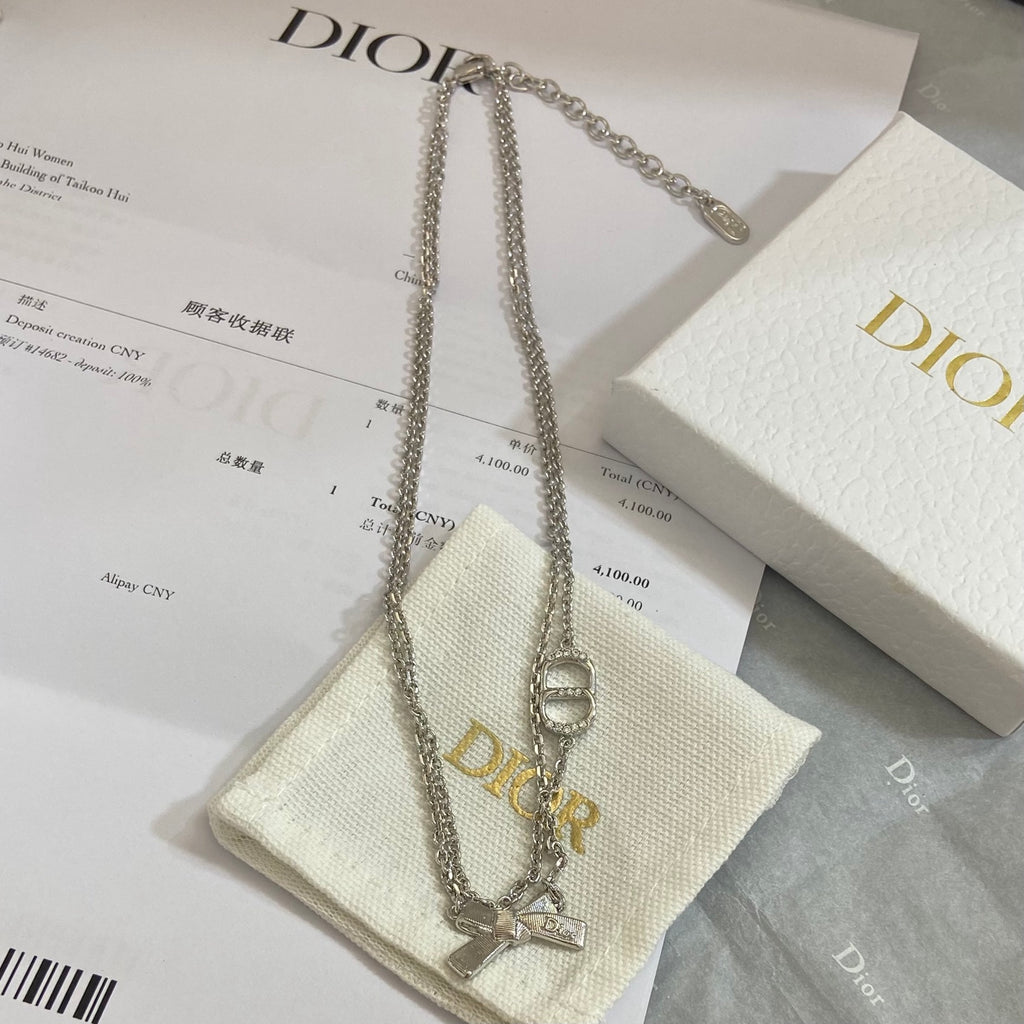 Silver-Tone Bow Necklace
