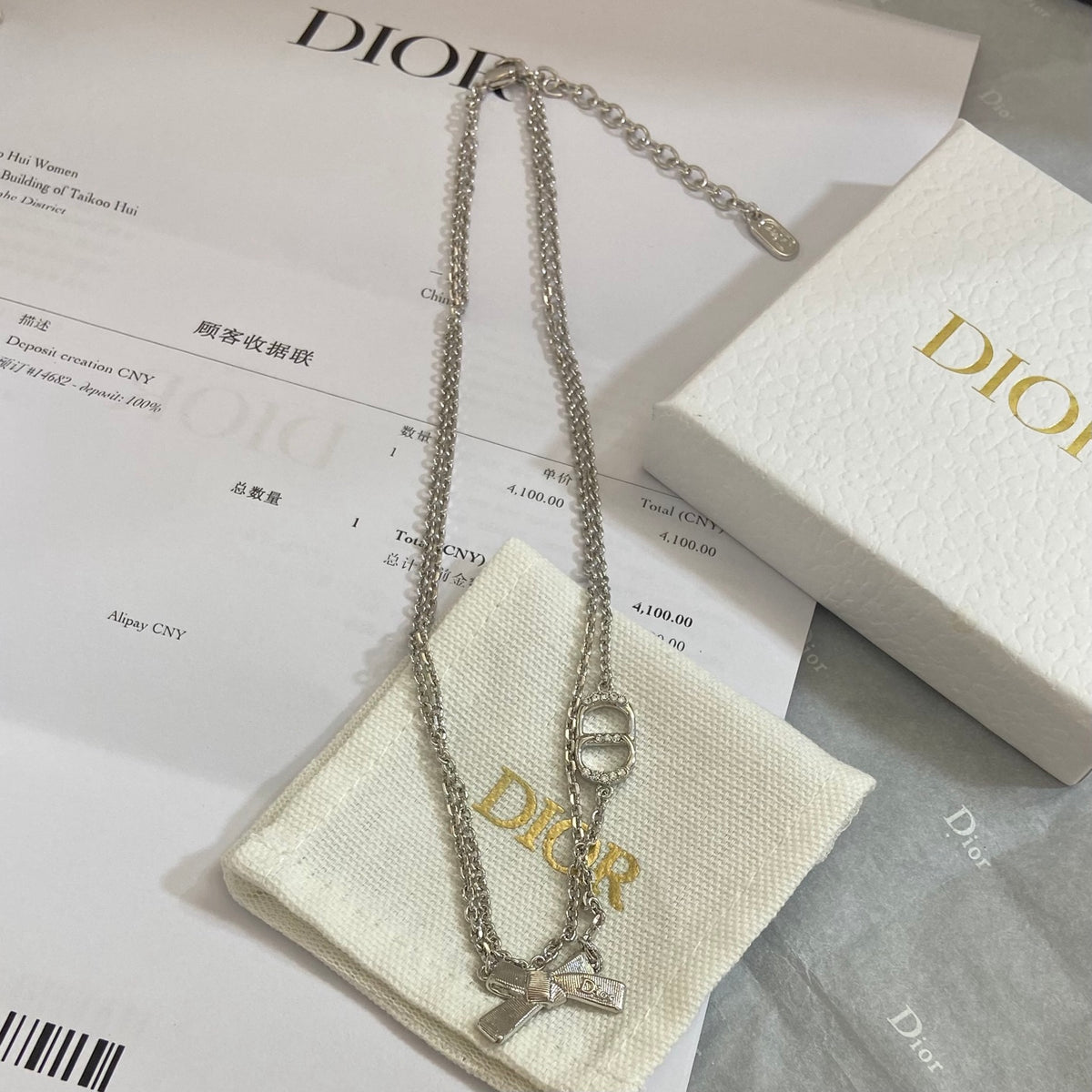Silver-Tone Bow Necklace