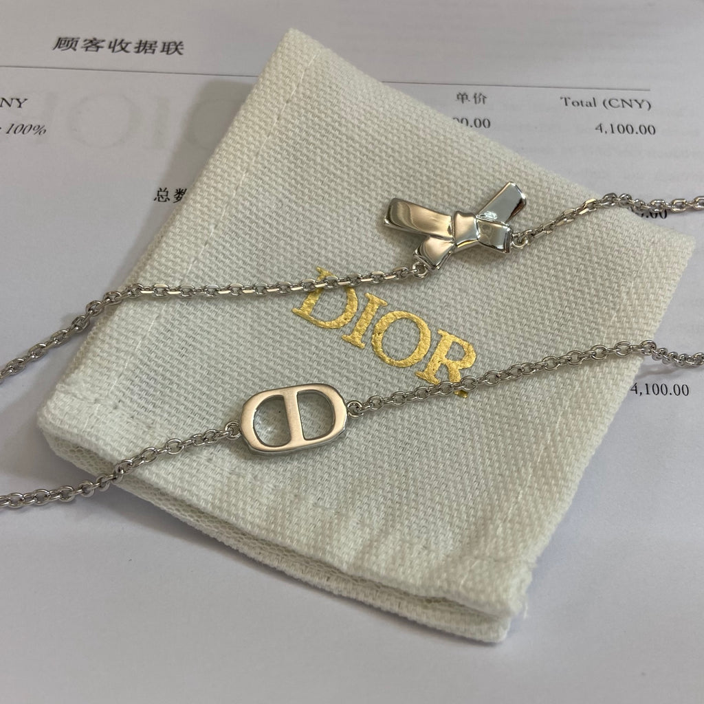 Silver-Tone Bow Necklace