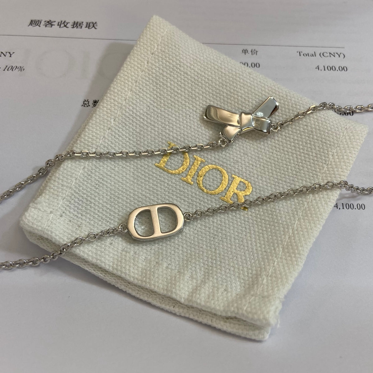 Silver-Tone Bow Necklace