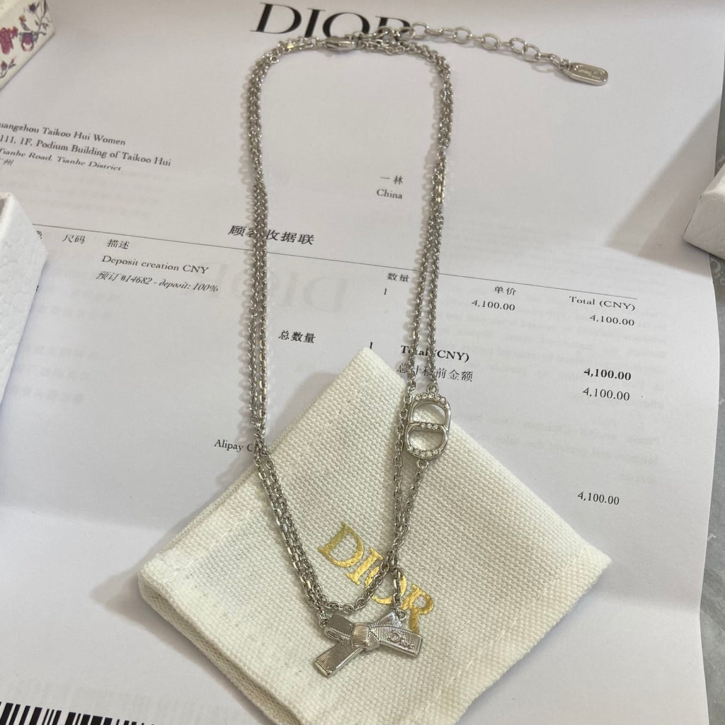 Silver-Tone Bow Necklace