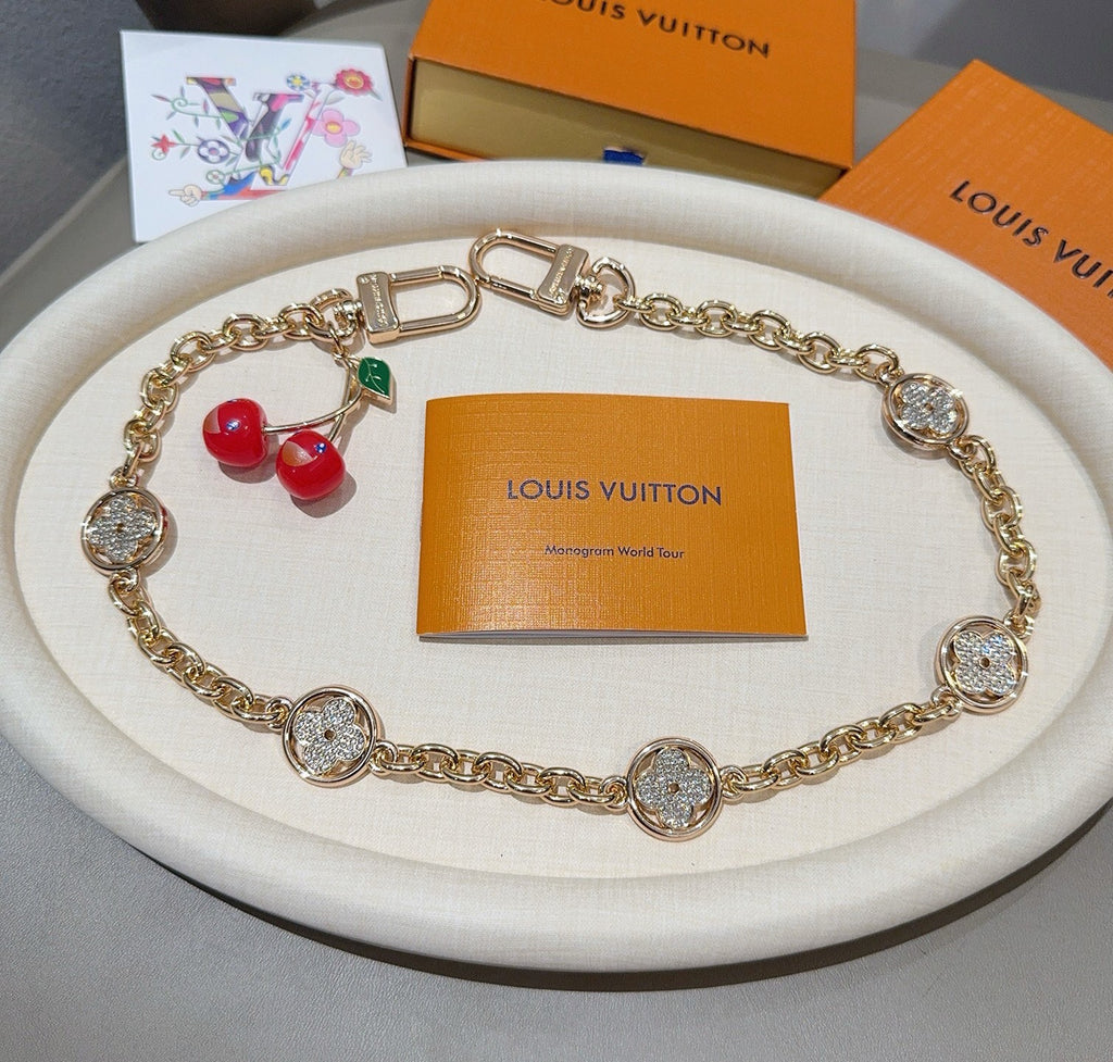 LOUIS VUITTON Canvas Cherry Blossom Bag Charm Keychain