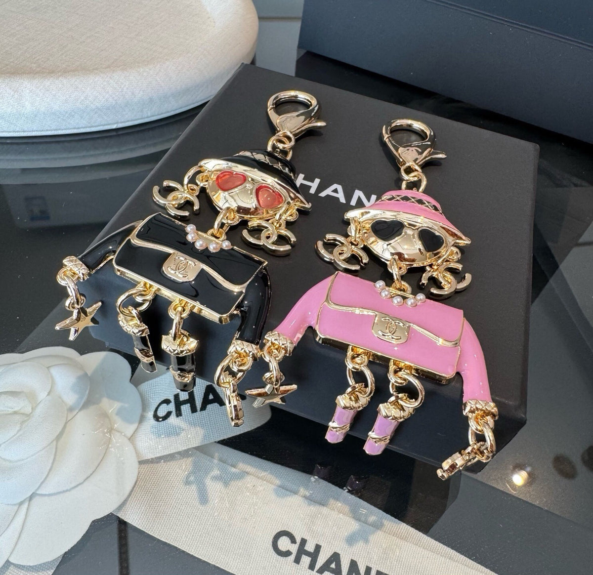 CHANEL Metal Bag Charm Keychain