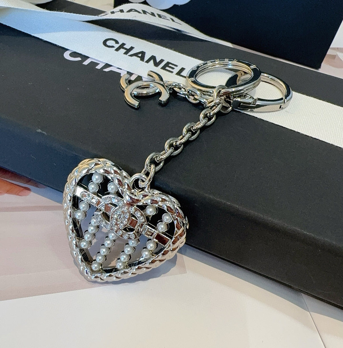 CHANEL Heart Bag Charm Keychain