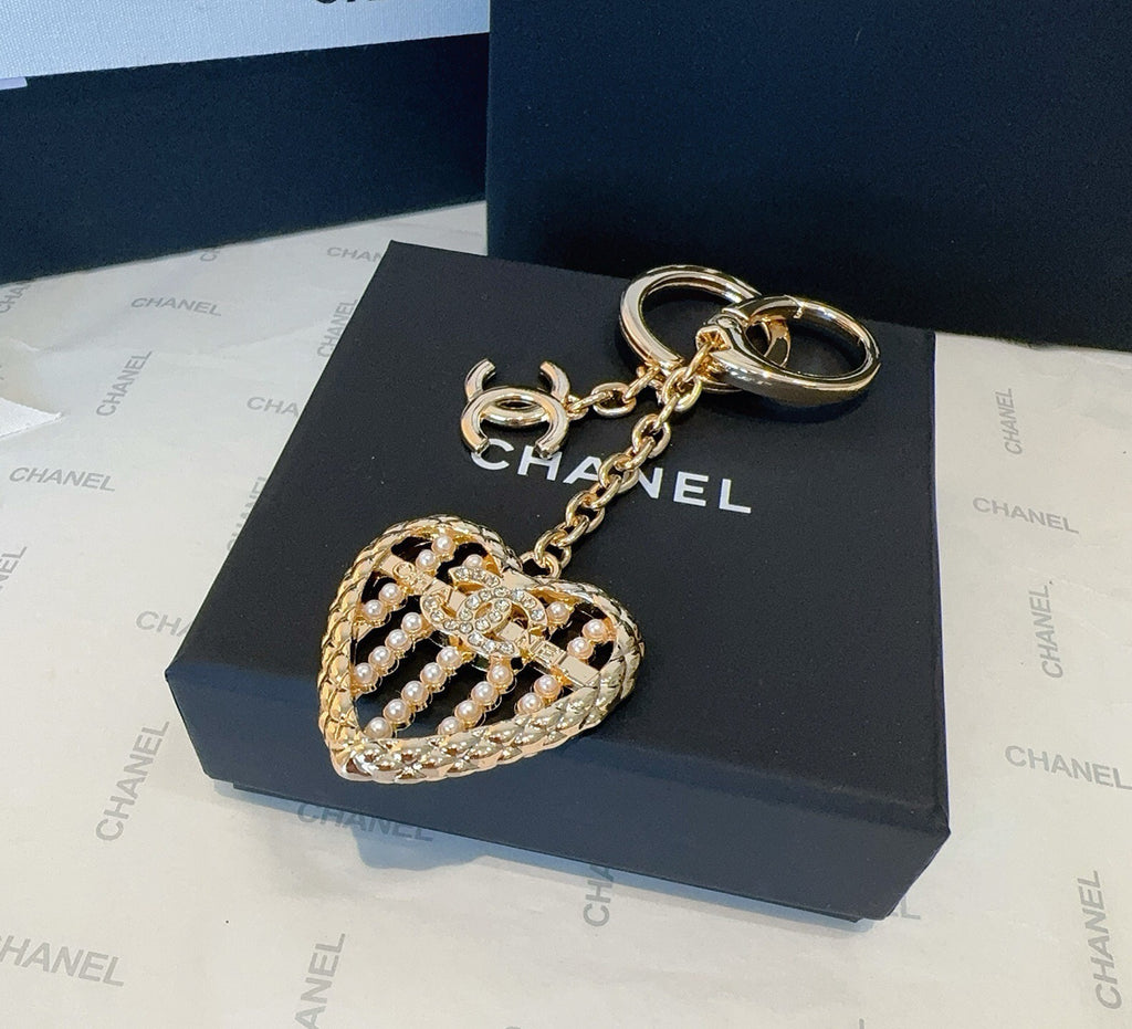 CHANEL Heart Bag Charm Keychain