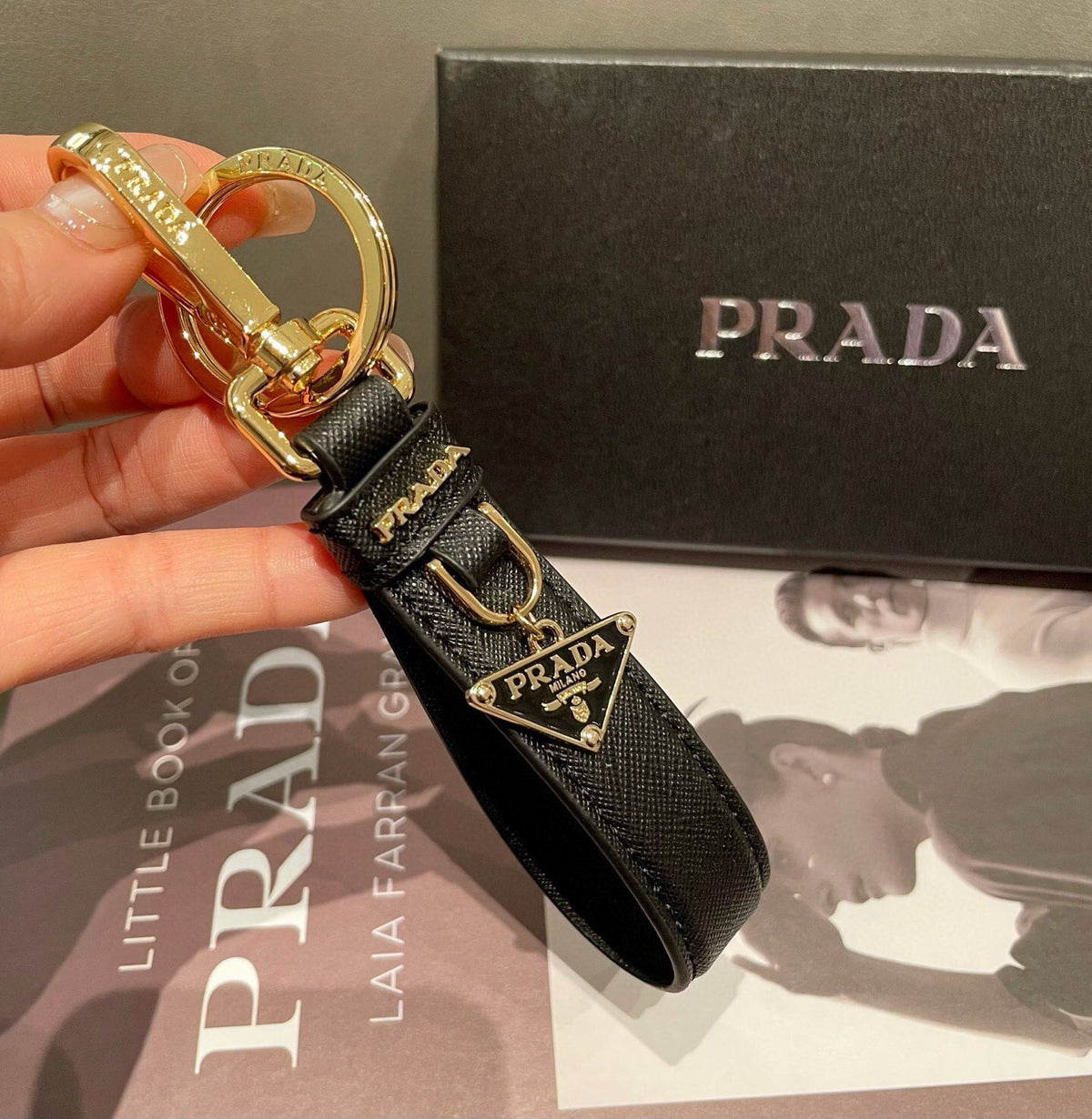 PRADA Logo Keychain
