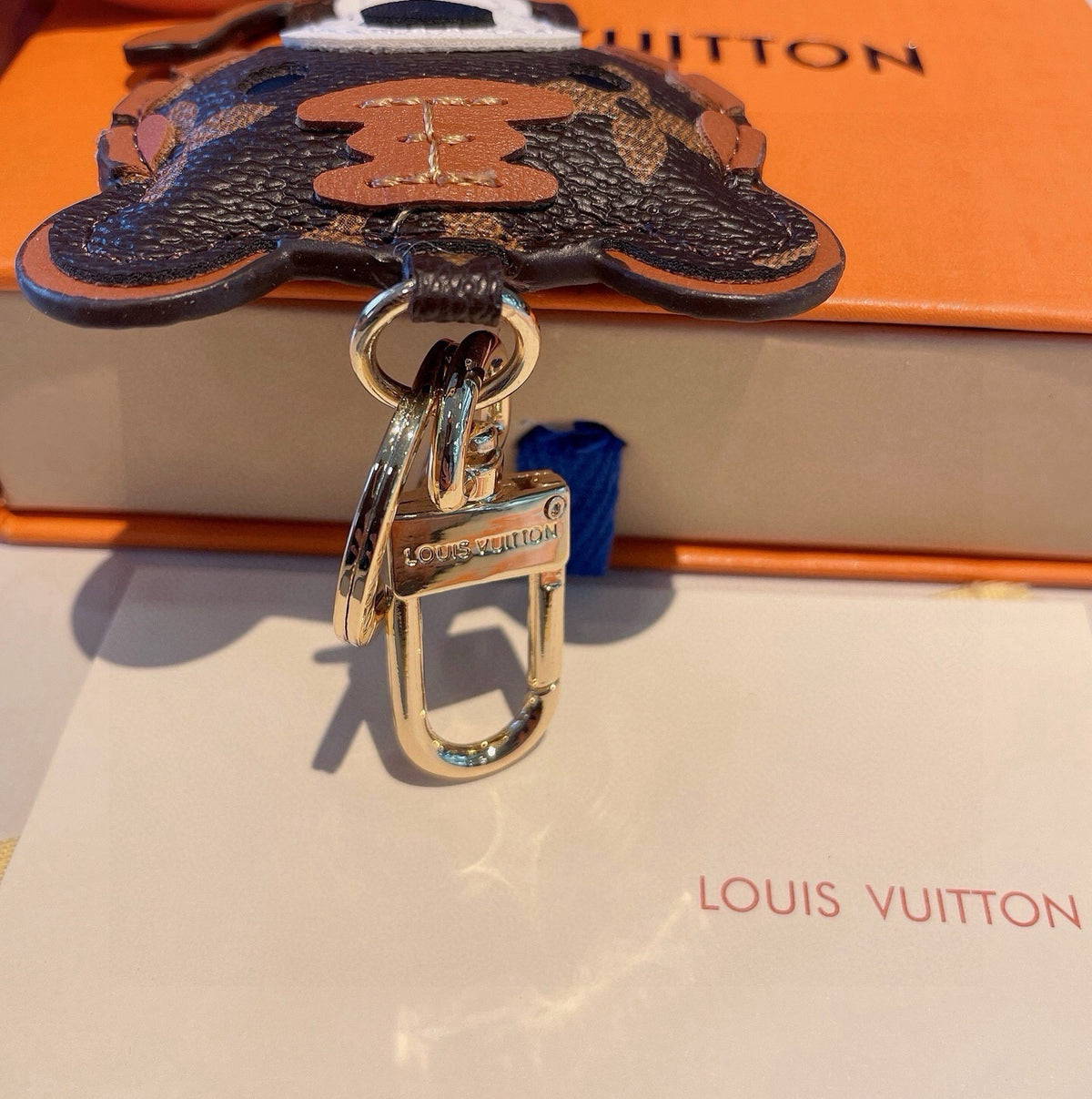 LOUIS VUITTON Metal Logo Bag Charm Keychain