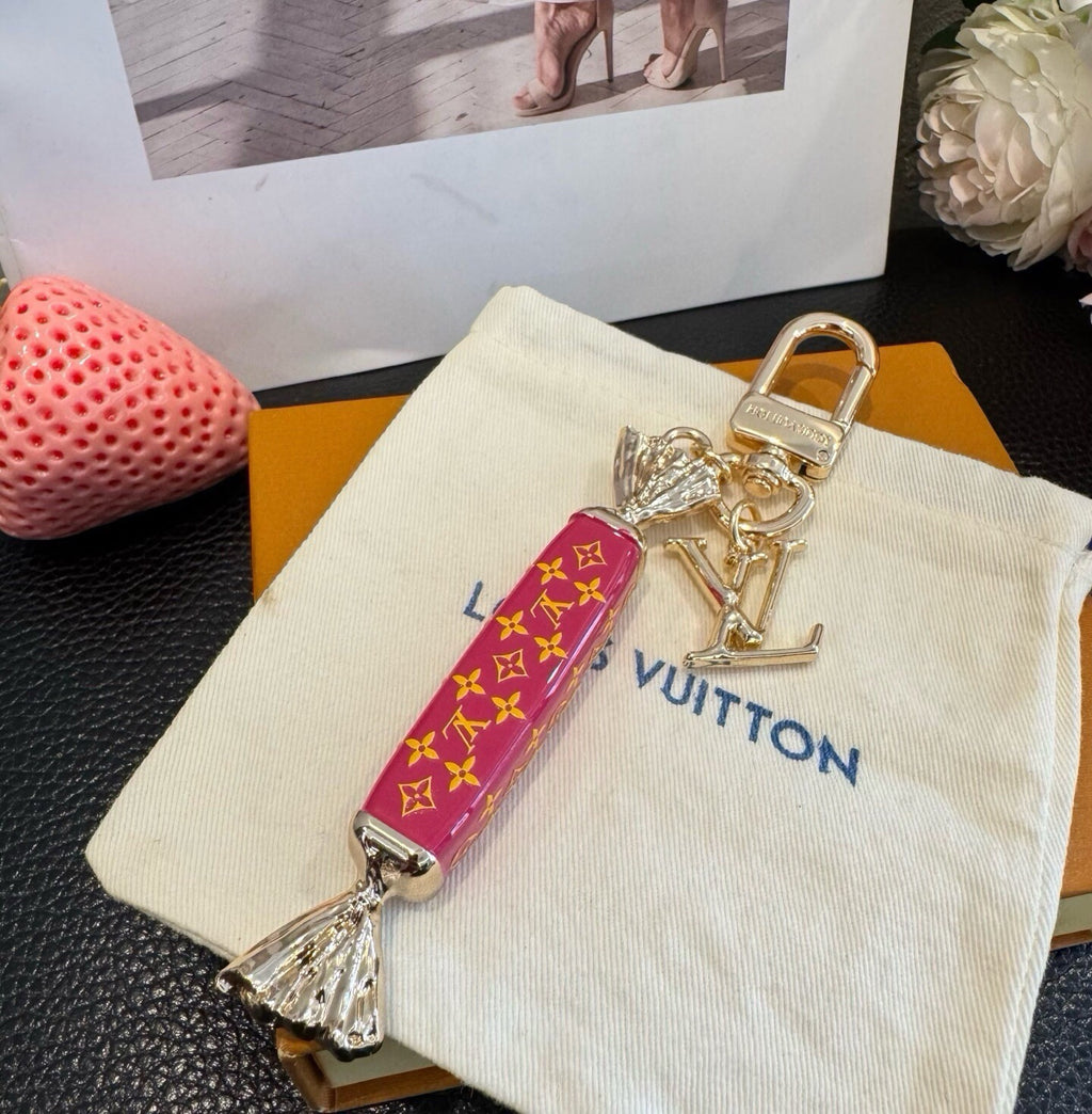LOUIS VUITTON Canvas Logo Bag Charm Keychain