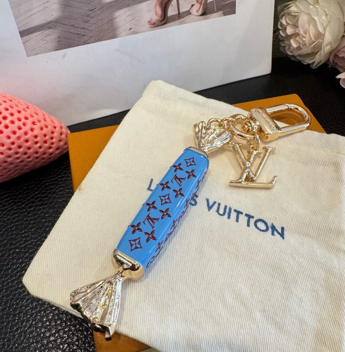 LOUIS VUITTON Canvas Logo Bag Charm Keychain