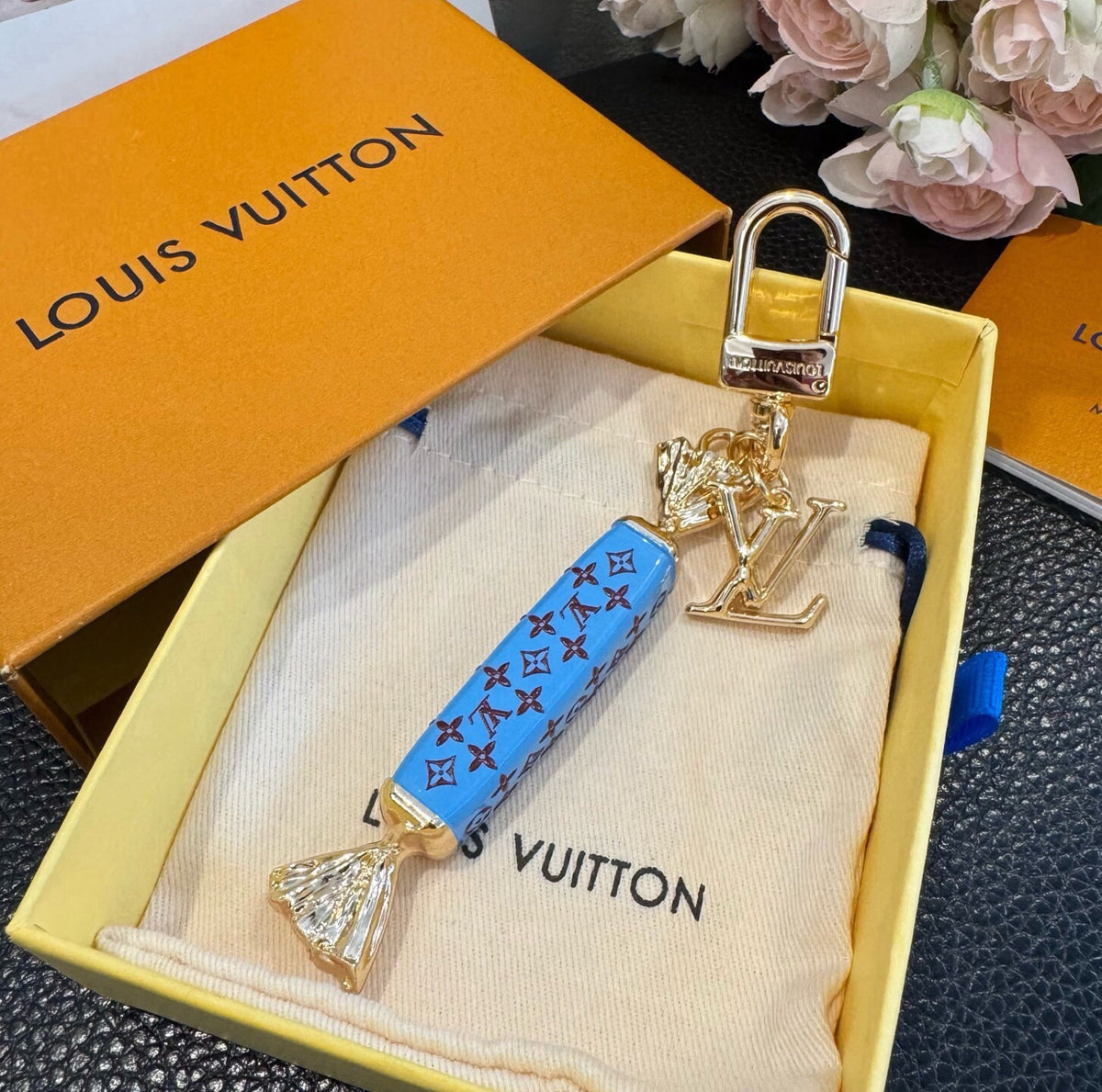 LOUIS VUITTON Canvas Logo Bag Charm Keychain