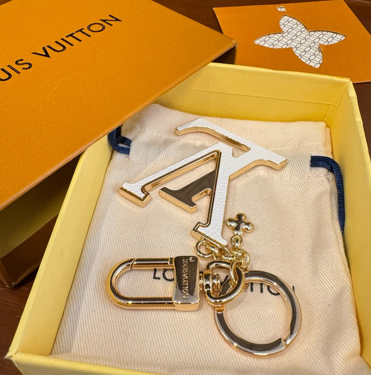 LOUIS VUITTON Brass Flower Bag Charm Keychain