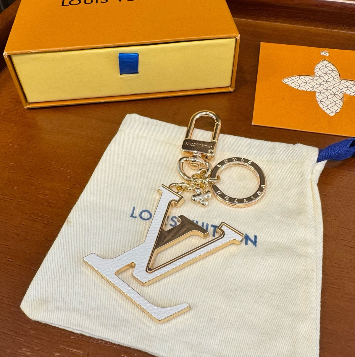 LOUIS VUITTON Brass Flower Bag Charm Keychain