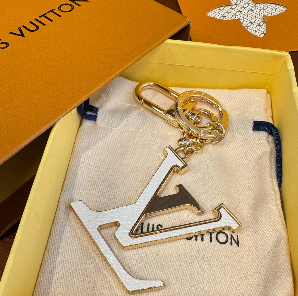 LOUIS VUITTON Brass Flower Bag Charm Keychain
