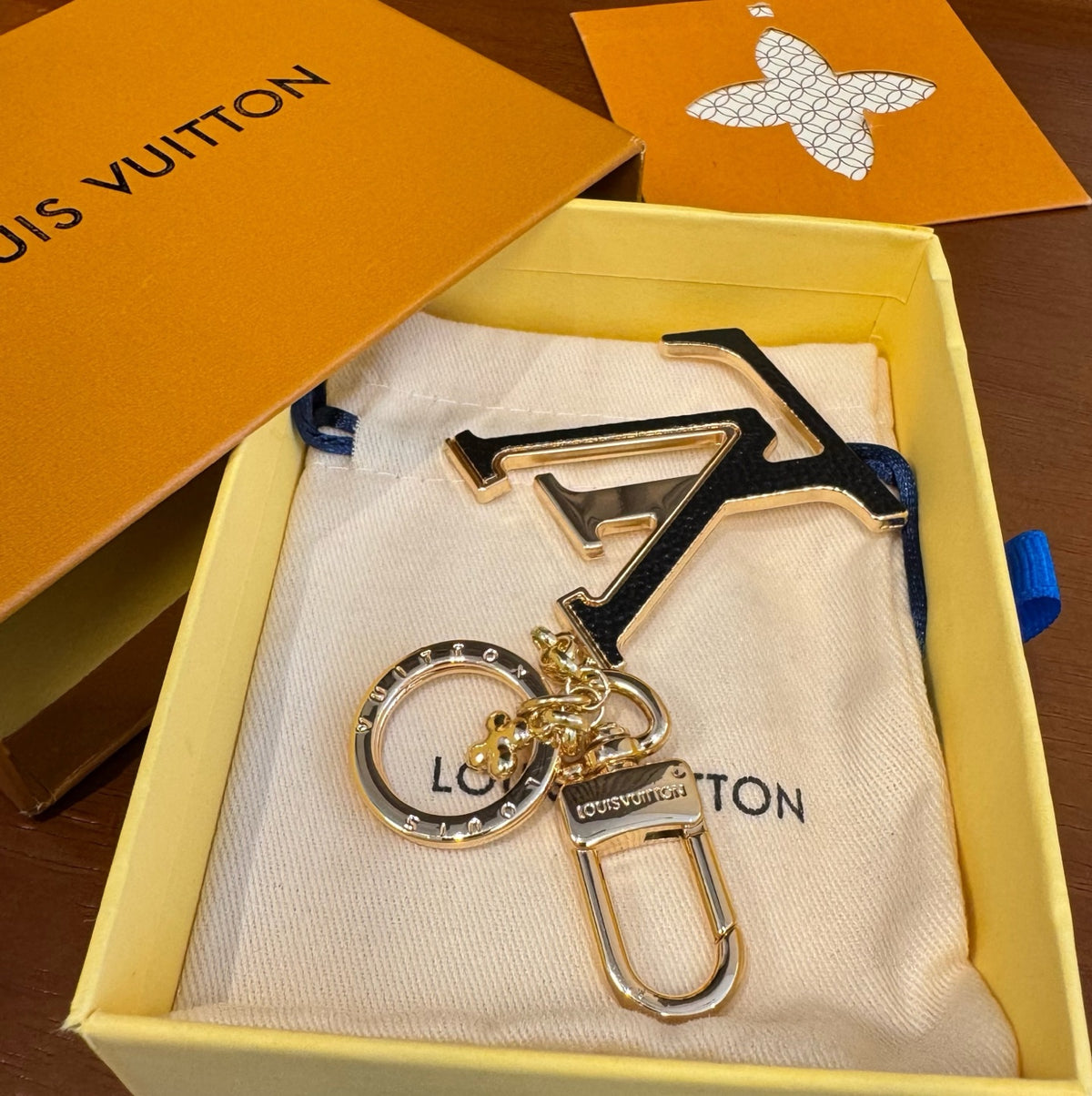 LOUIS VUITTON Brass Flower Bag Charm Keychain