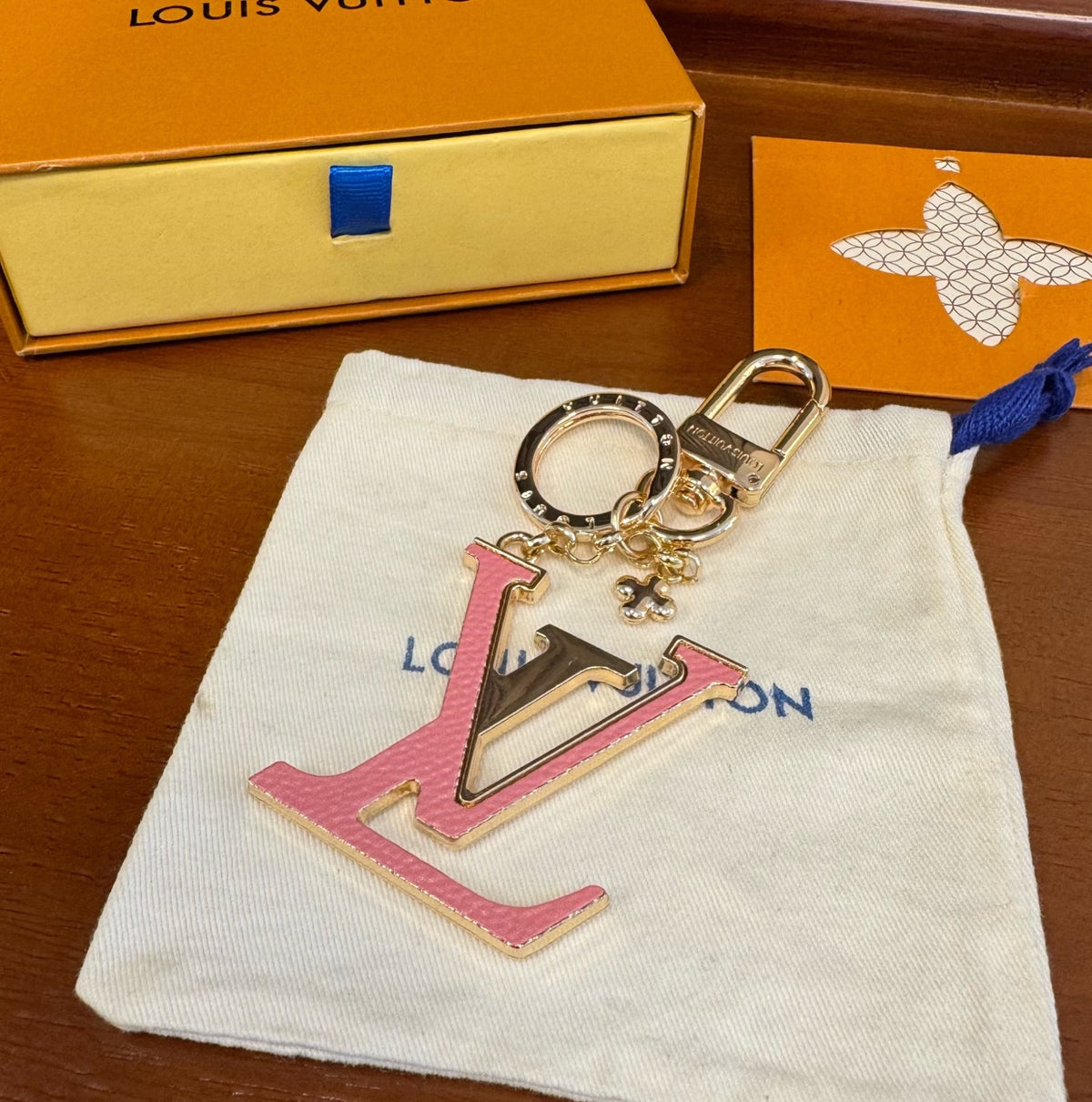 LOUIS VUITTON Brass Flower Bag Charm Keychain