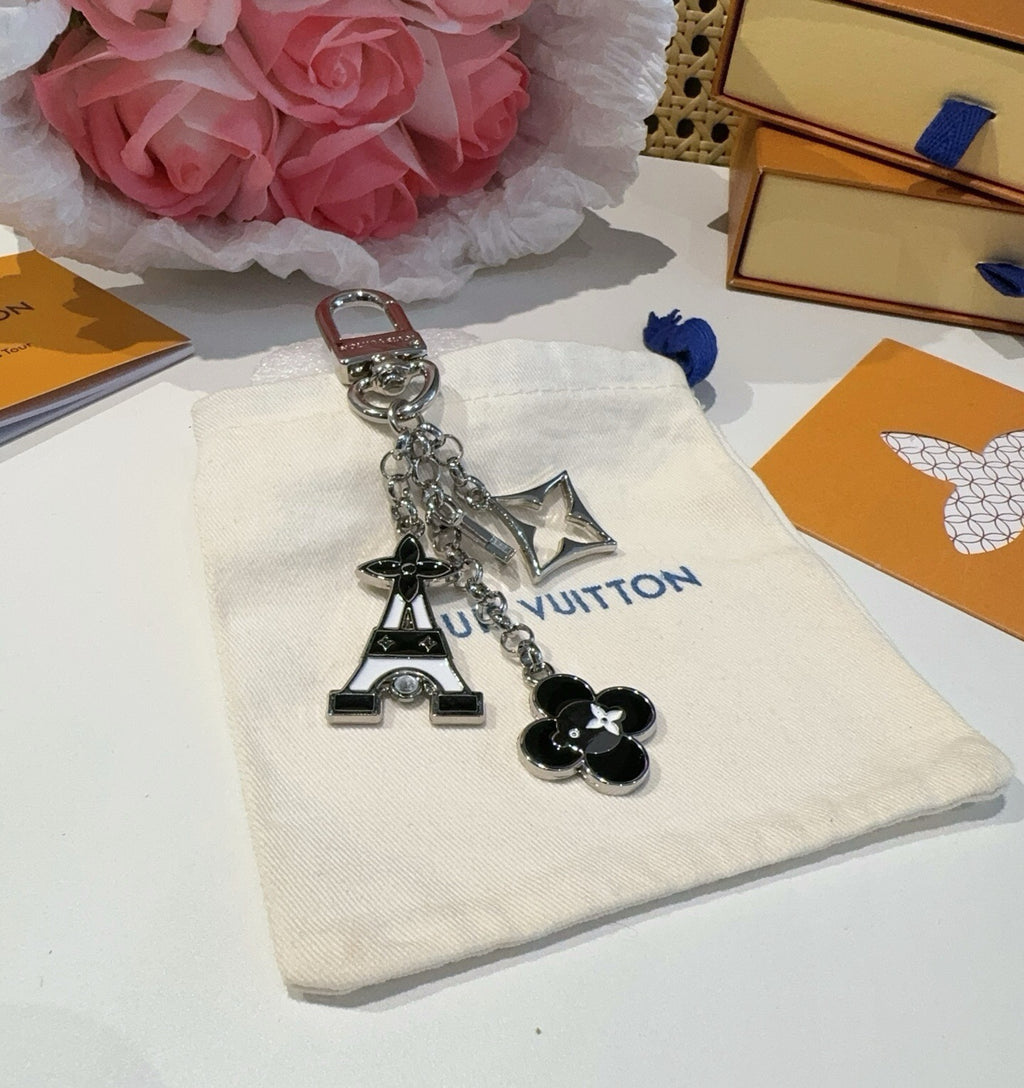 LOUIS VUITTON Canvas Flower Bag Charm Keychain