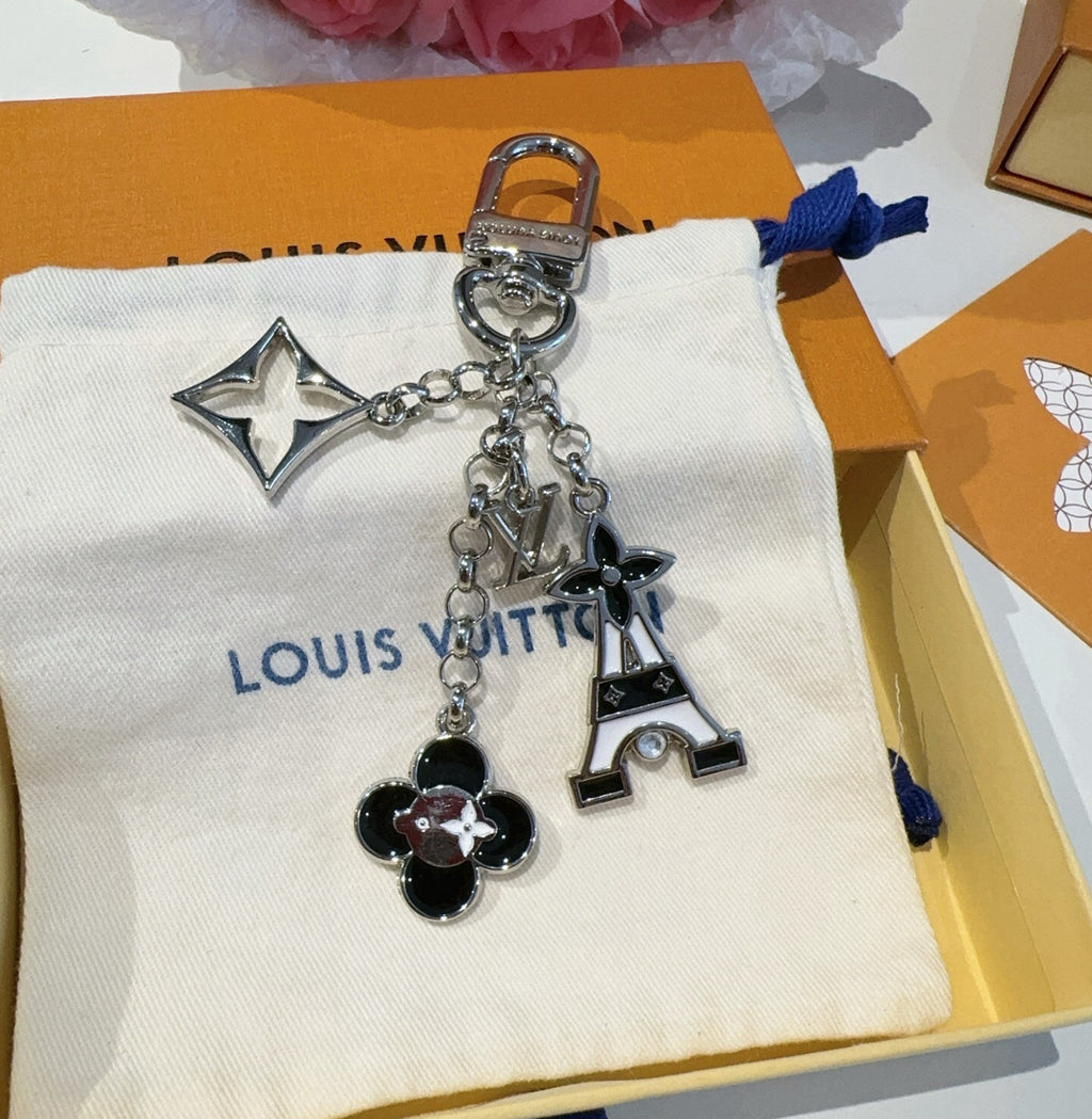 LOUIS VUITTON Canvas Flower Bag Charm Keychain