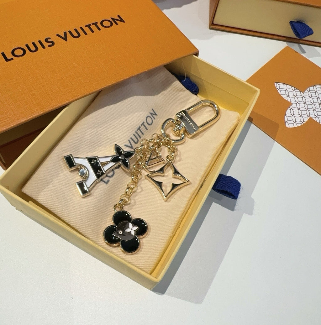 LOUIS VUITTON Canvas Flower Bag Charm Keychain