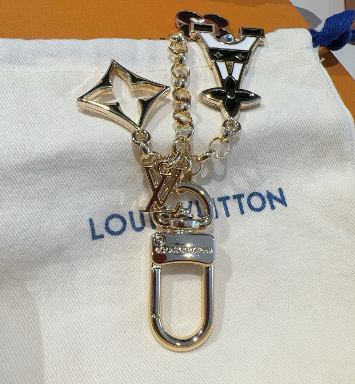 LOUIS VUITTON Canvas Flower Bag Charm Keychain