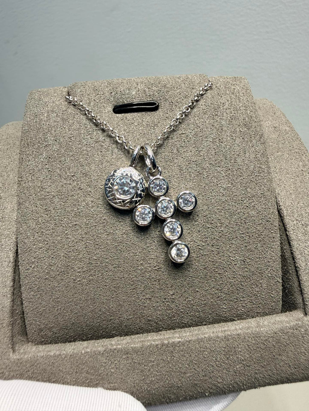 Crystal Vintage Cross Layered Necklace
