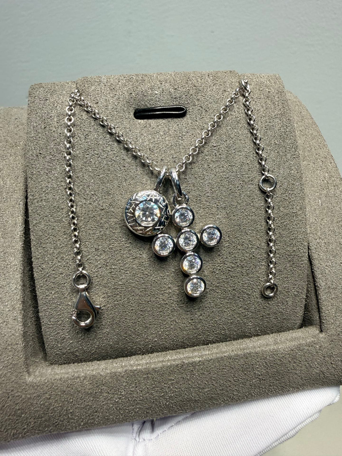 Crystal Vintage Cross Layered Necklace