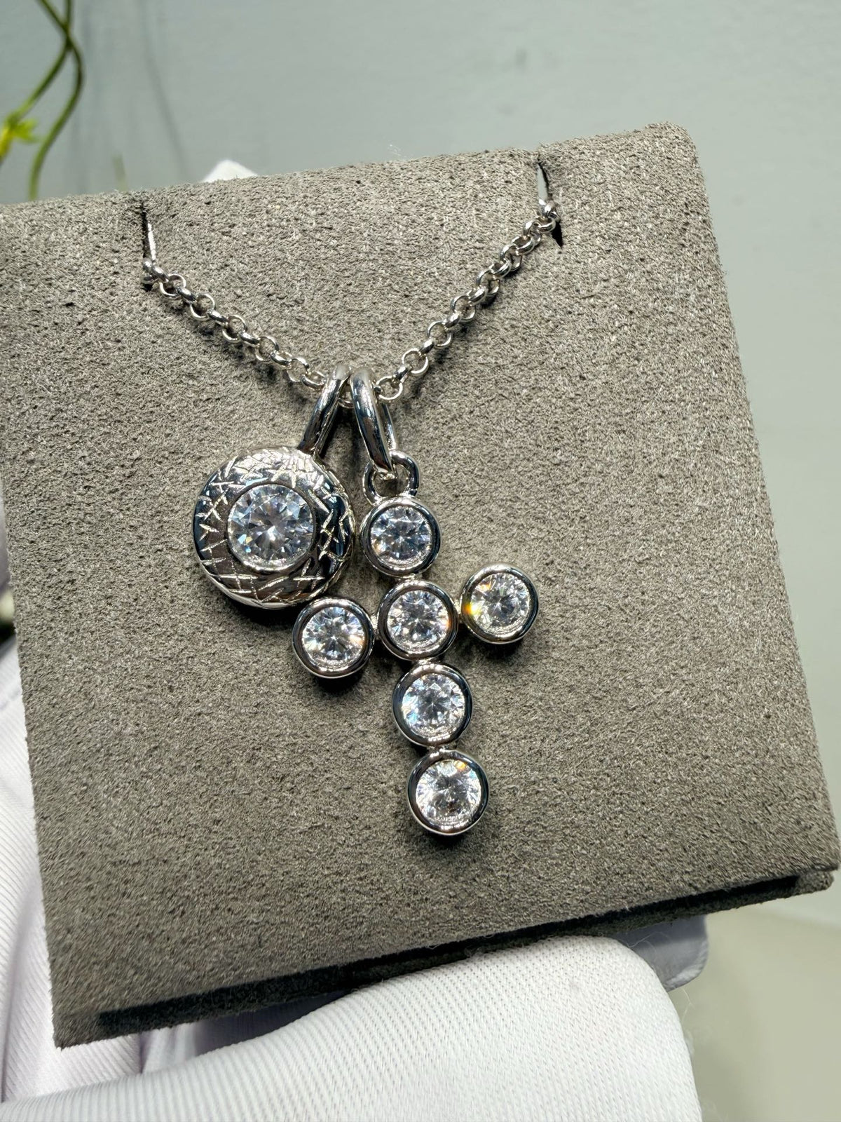 Crystal Vintage Cross Layered Necklace