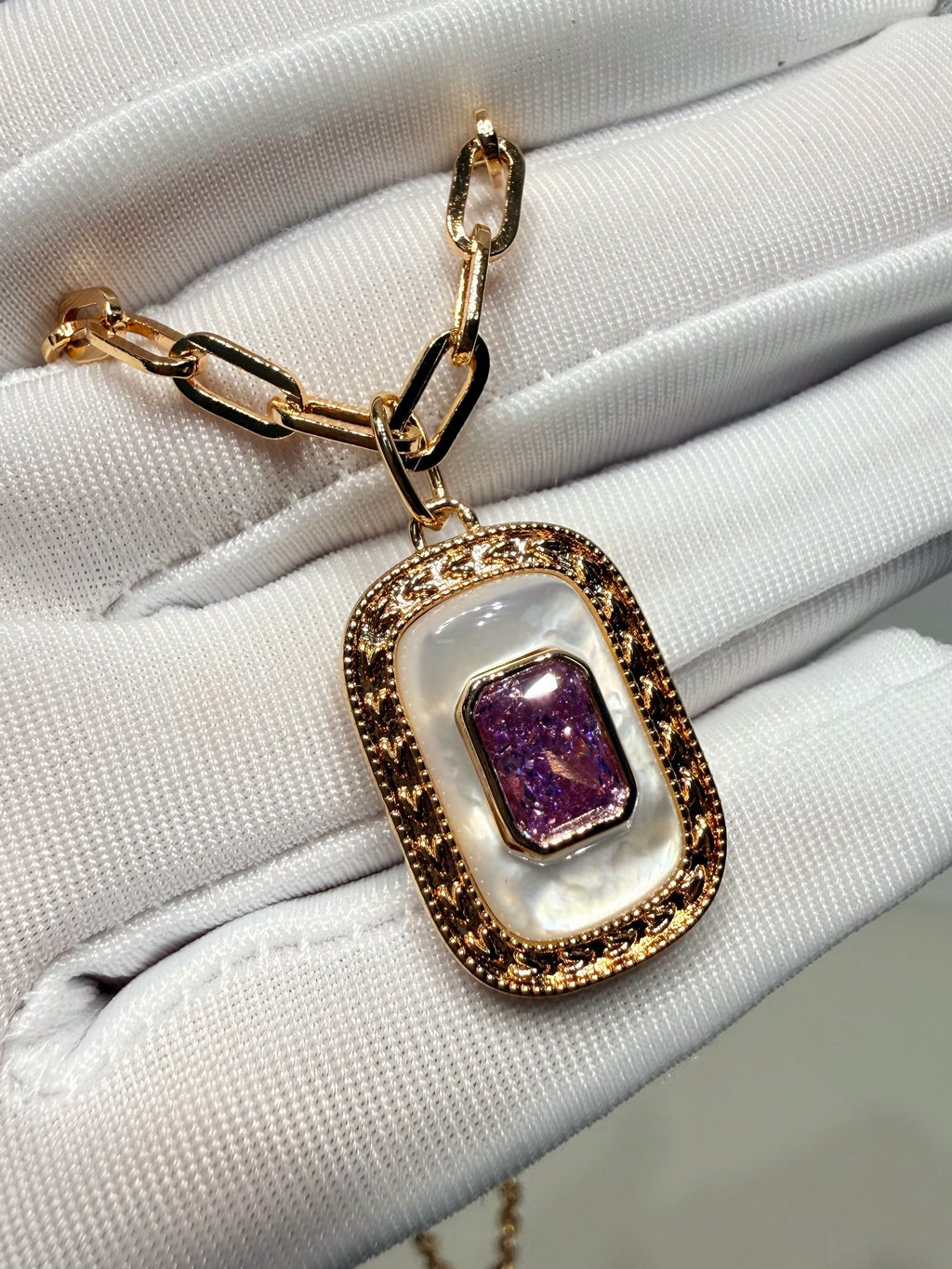 Crystal Mother-of-Pearl Vintage Necklace