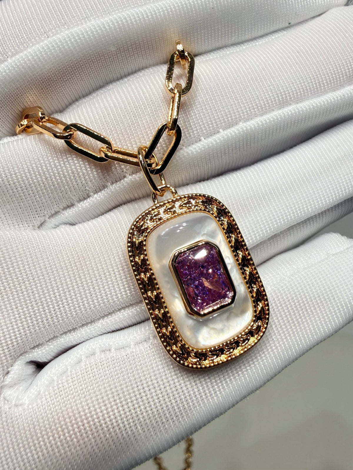 Crystal Mother-of-Pearl Vintage Necklace