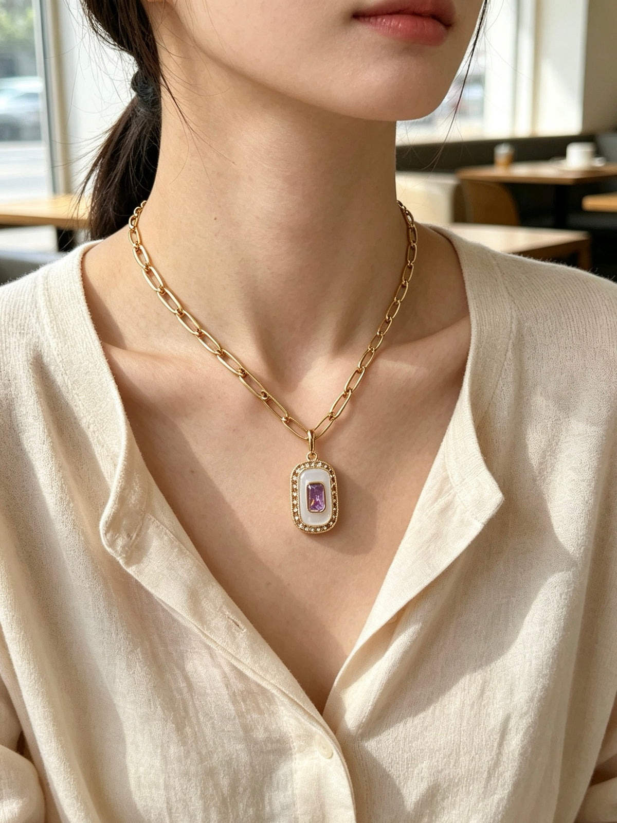 Crystal Mother-of-Pearl Vintage Necklace