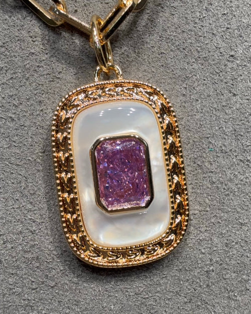 Crystal Mother-of-Pearl Vintage Necklace