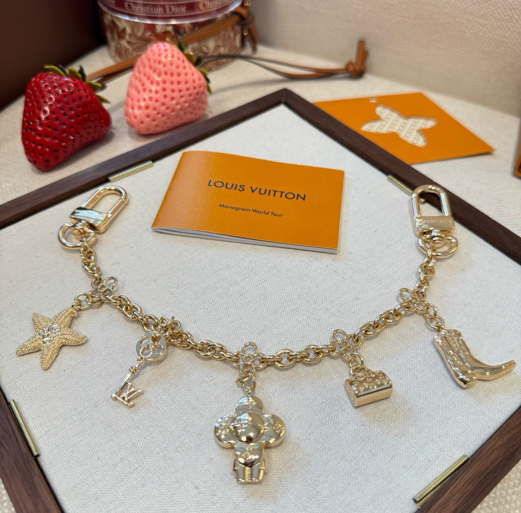 LOUIS VUITTON Canvas Logo Bag Charm Keychain
