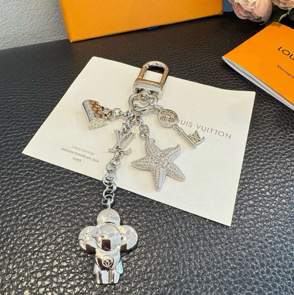 LOUIS VUITTON Canvas Logo Bag Charm Keychain