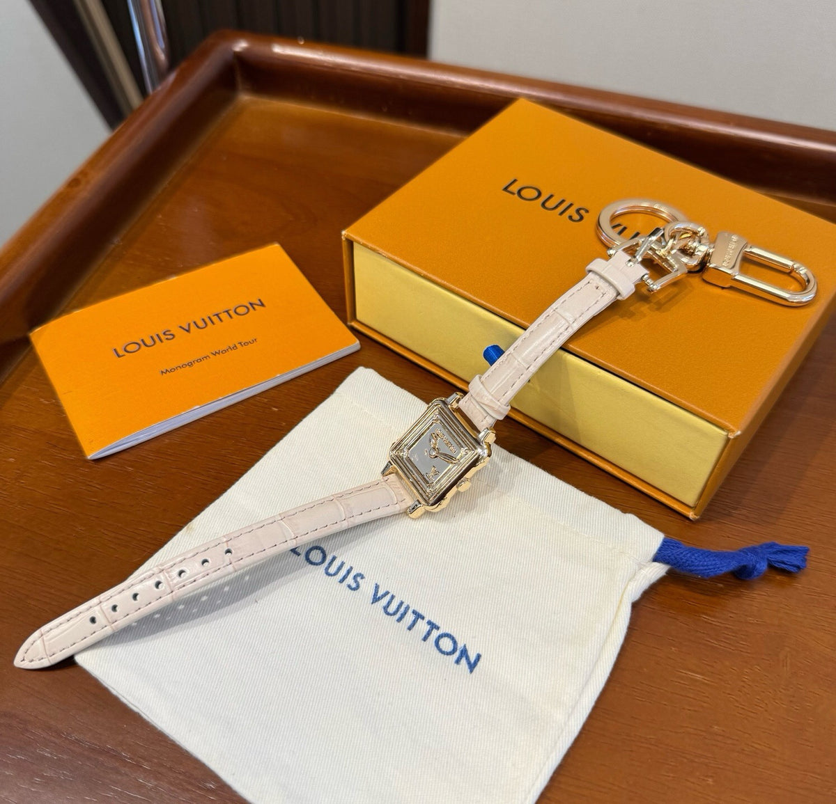 LOUIS VUITTON Leather Bag Charm Keychain