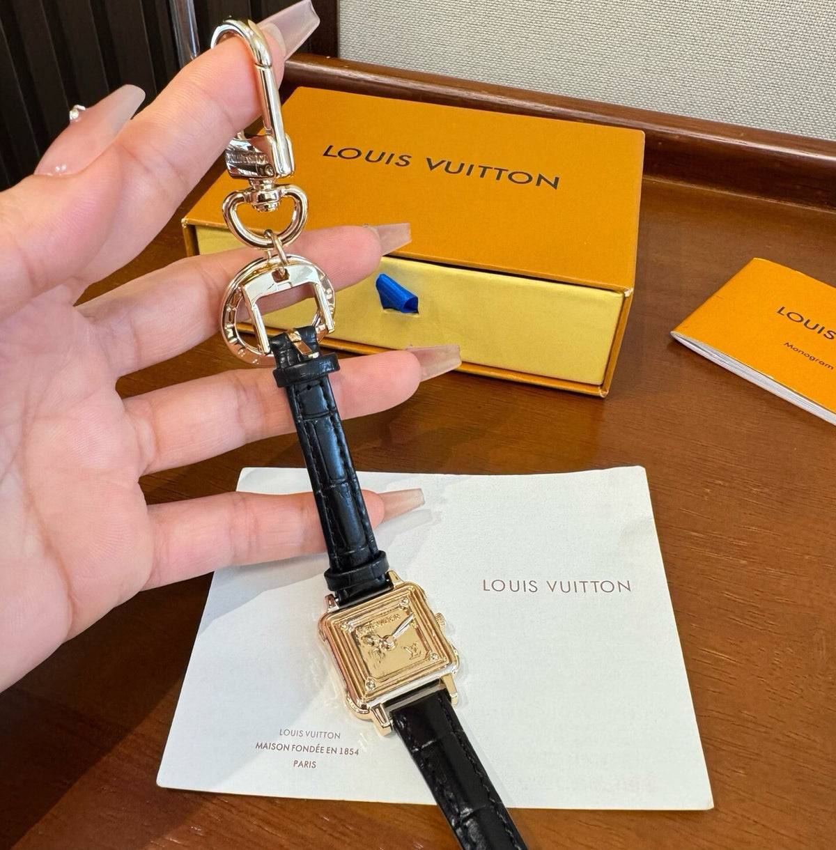 LOUIS VUITTON Leather Bag Charm Keychain
