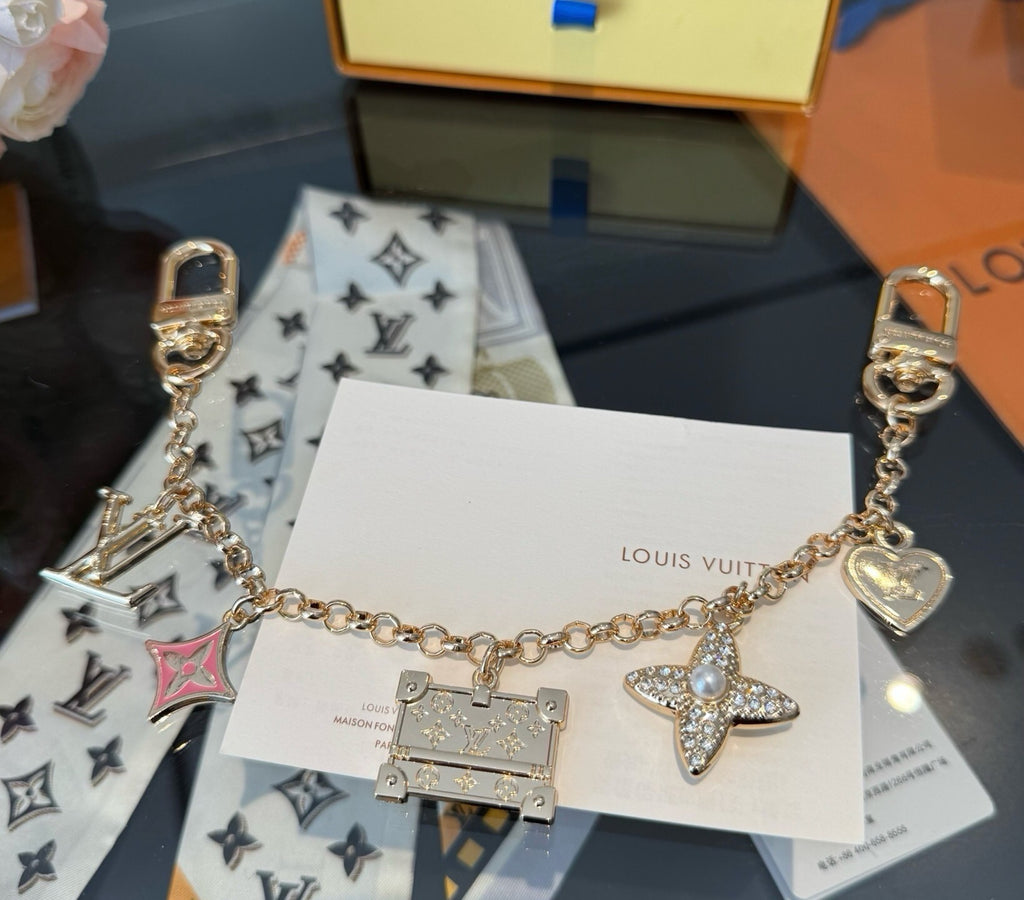 LOUIS VUITTON Canvas Cherry Blossom Bag Charm Keychain
