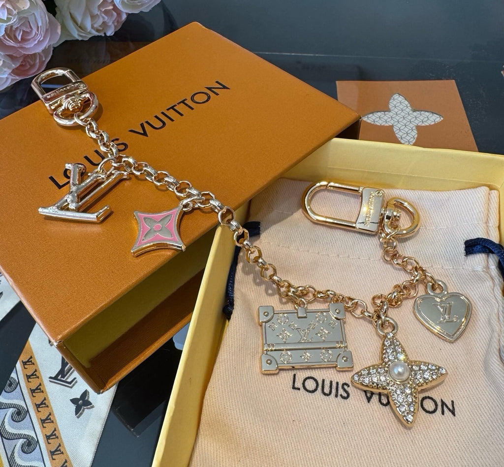 LOUIS VUITTON Canvas Cherry Blossom Bag Charm Keychain