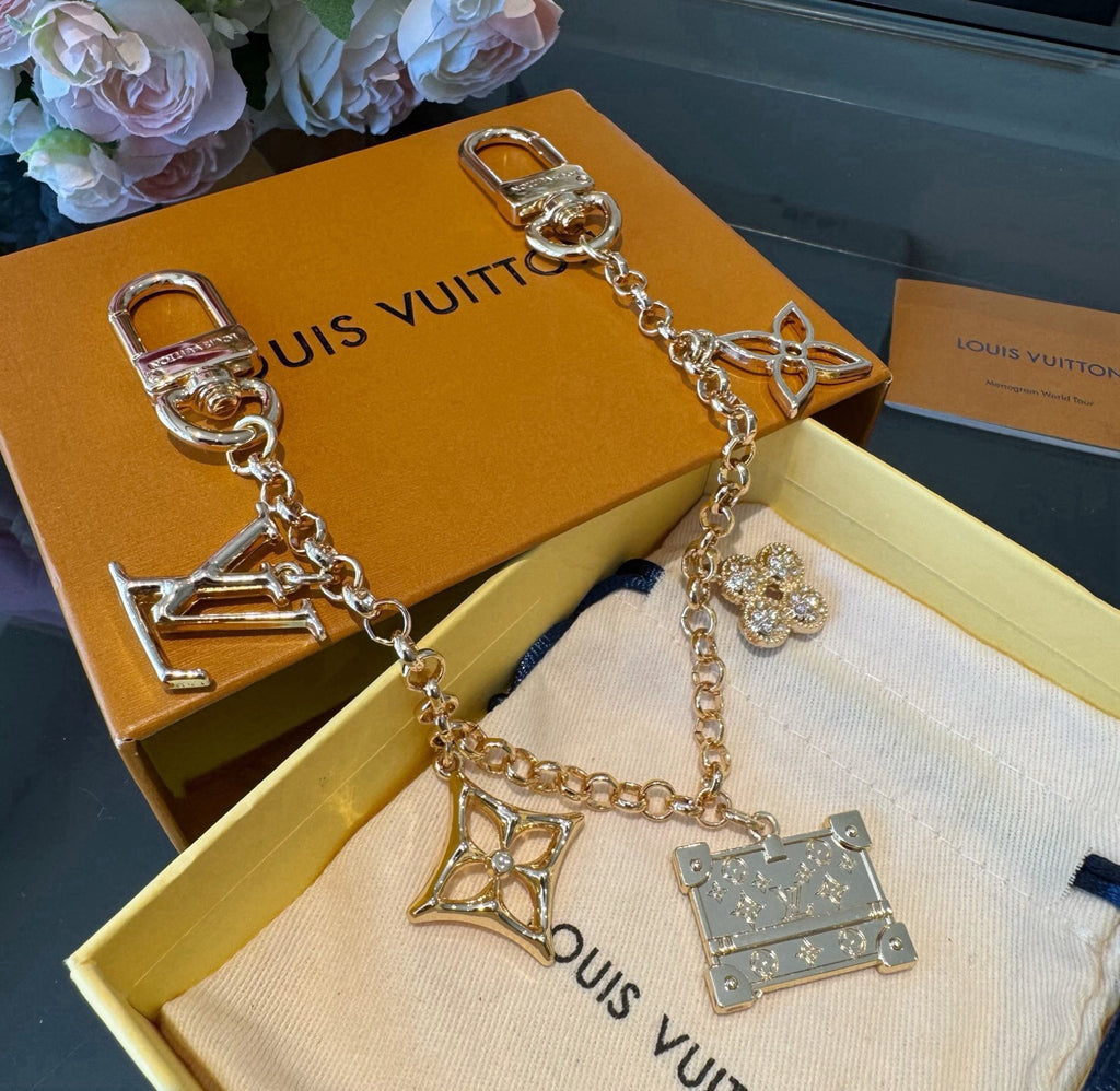 LOUIS VUITTON Canvas Cherry Blossom Bag Charm Keychain
