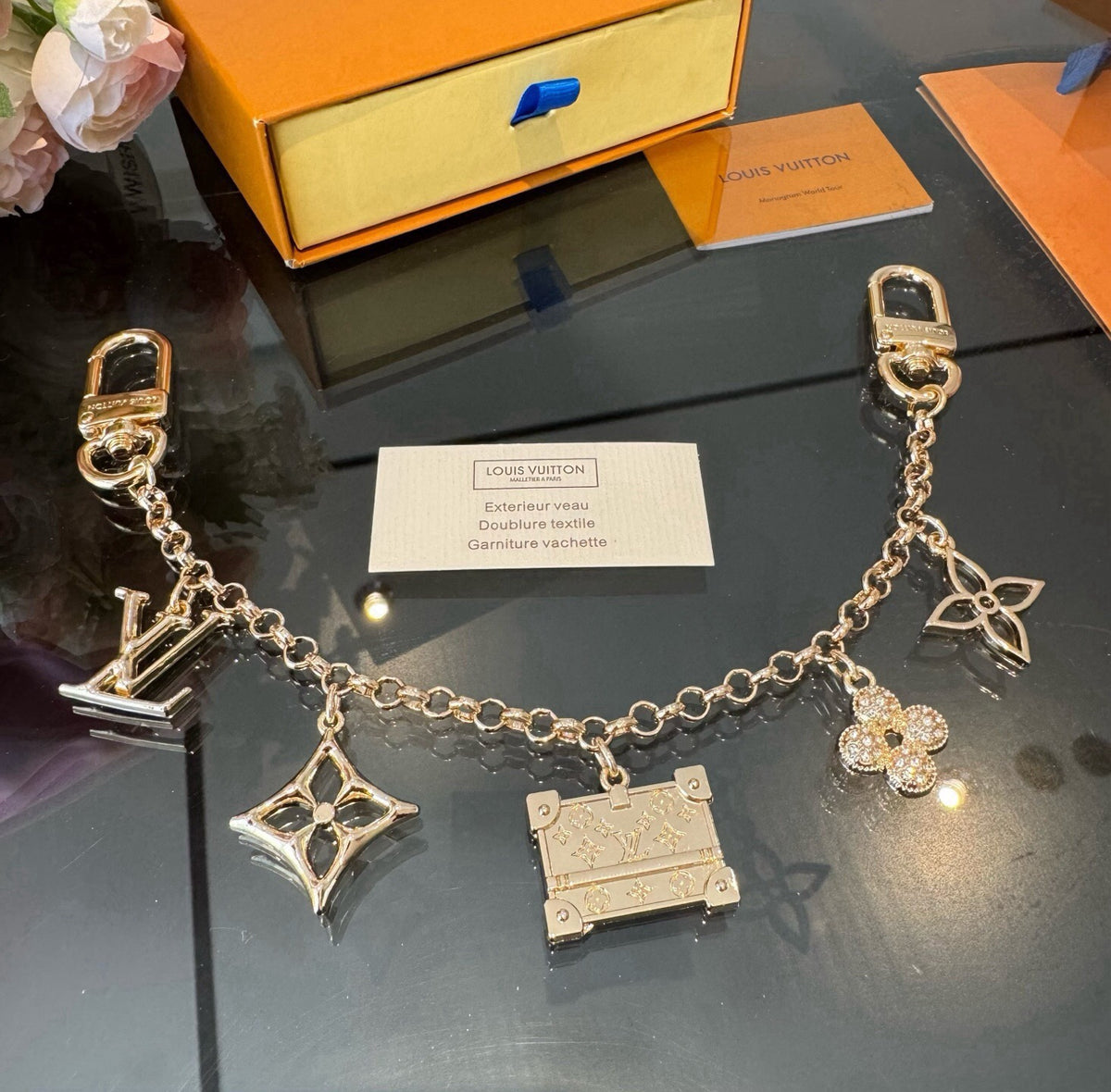 LOUIS VUITTON Canvas Cherry Blossom Bag Charm Keychain