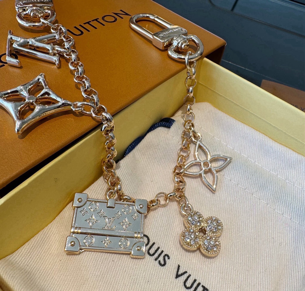 LOUIS VUITTON Canvas Cherry Blossom Bag Charm Keychain