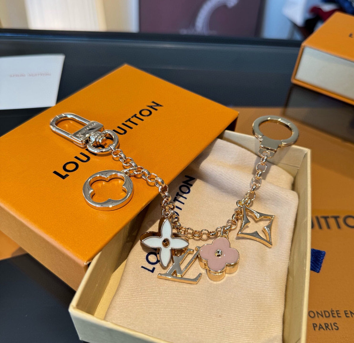 LOUIS VUITTON Canvas Bag Charm Keychain