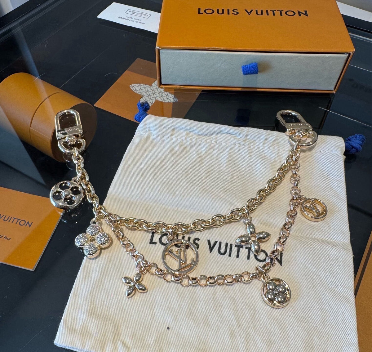 LOUIS VUITTON Metal Bag Charm Keychain