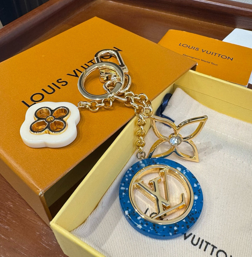 LOUIS VUITTON Canvas Metal Bag Charm Keychain