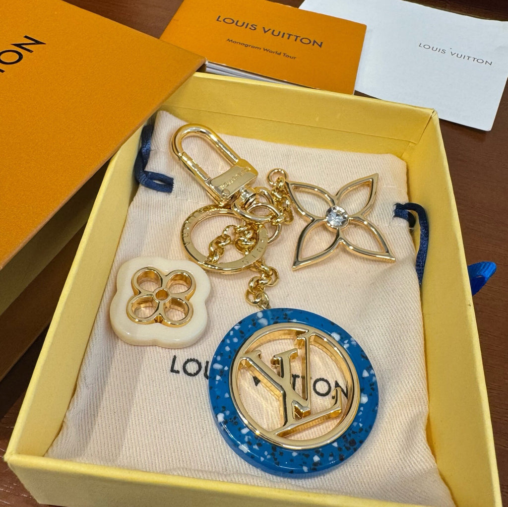 LOUIS VUITTON Canvas Metal Bag Charm Keychain